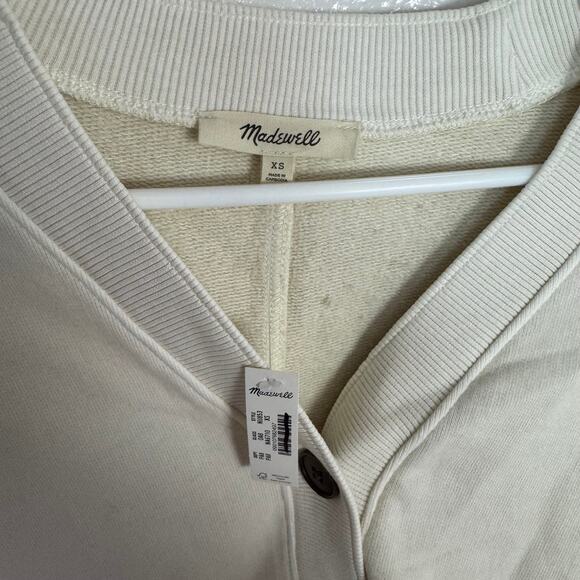 Madewell Waisted Cardigan Sweatshirt WMNS XS Off White Button Up V-neck NU853 LS - Picture 8 of 13